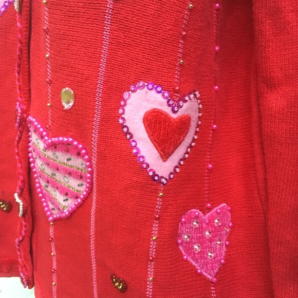 Quacker Factory Heart sweater medium ❤️ - Picture 3 of 8